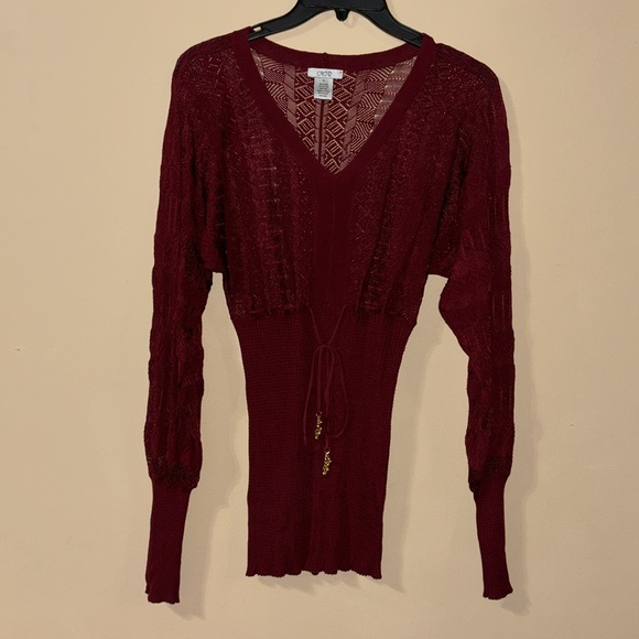 Cache Red Wine Lace Top - Picture 2 of 7